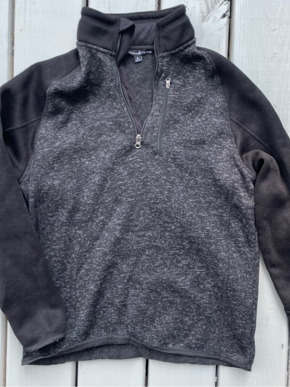 Beverly Hills Polo Club Men's Charcoal Heather & Black Quarter Zip Pullover